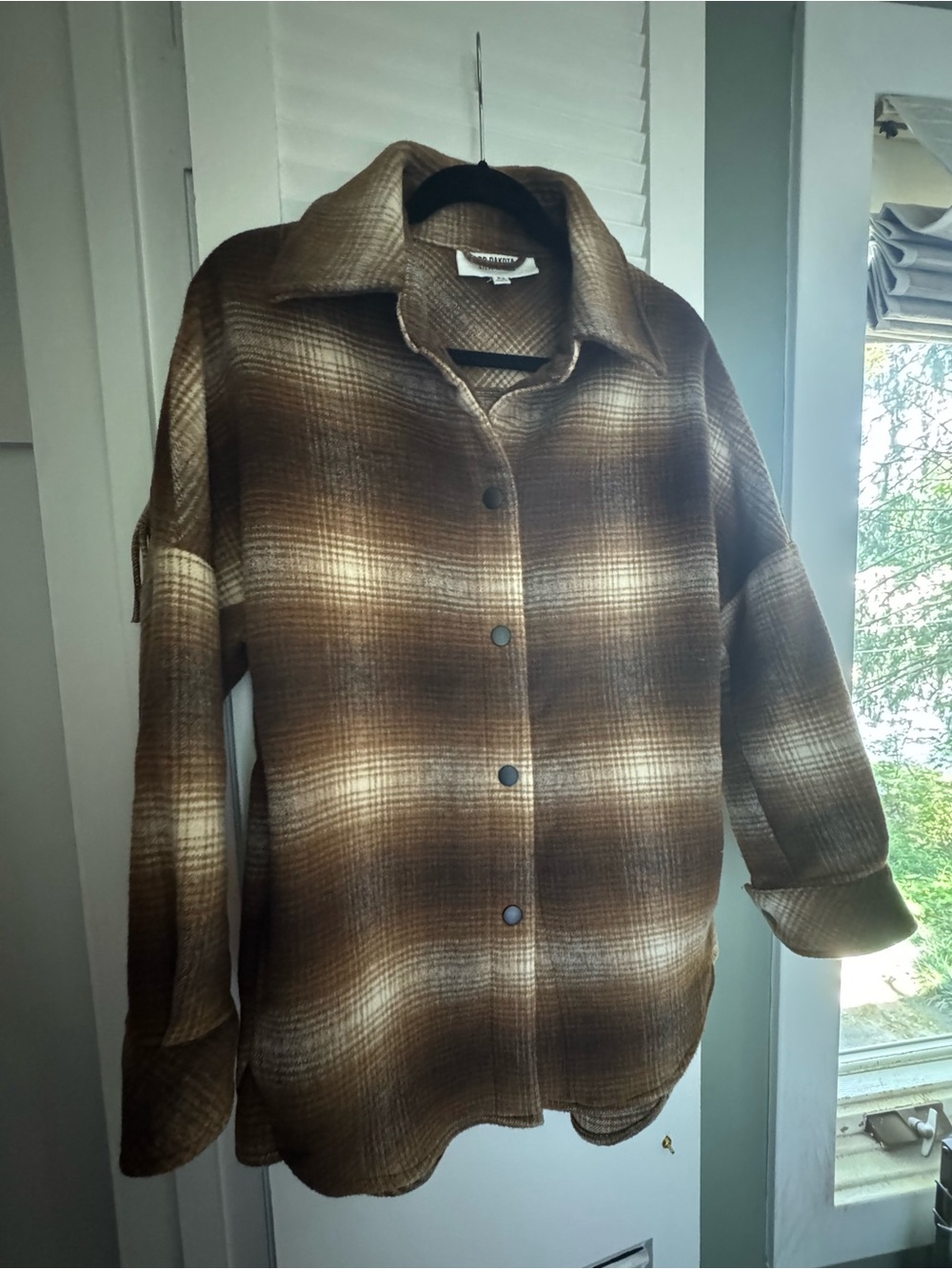 BB Dakota x Steve Madden Fringe With Benefits Plaid Shacket Jacket XS